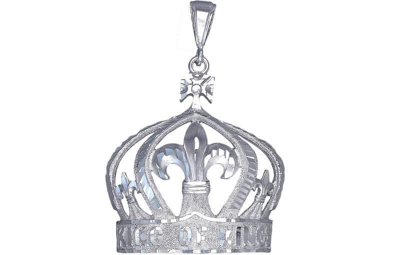 Large Sterling Silver Fleur De Lis King Of Kings Crown Charm Image 0