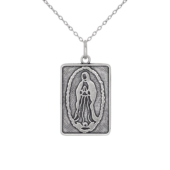 Argent Sterling 0.925 ronde MIRACULEUSE Vierge Marie Médaille Collier Pendentif Charme