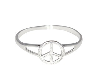 Sterling Silver .925 Peace Sign Ring Sizes 4 - 10 Available | Made in USA