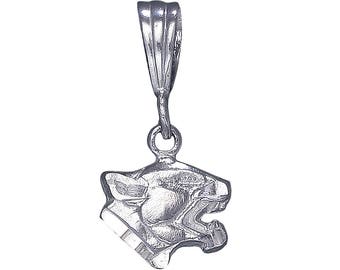 Collar con colgante de pantera de plata de ley, 24 mm, 1 gramo, con acabado de corte de diamante y cadena Rolo de 18 pulgadas