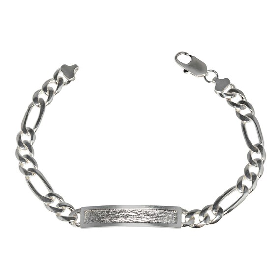 Sterling Silver .925 Figaro Link Id/identification Bracelet 8.75 Sterling Silver .925 Figaro Link Id/identification Bracelet 8.75