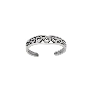 Sterling Silber 925 Herz, Herz-Form-Zehenring größenverstellbar | Hergestellt In USA