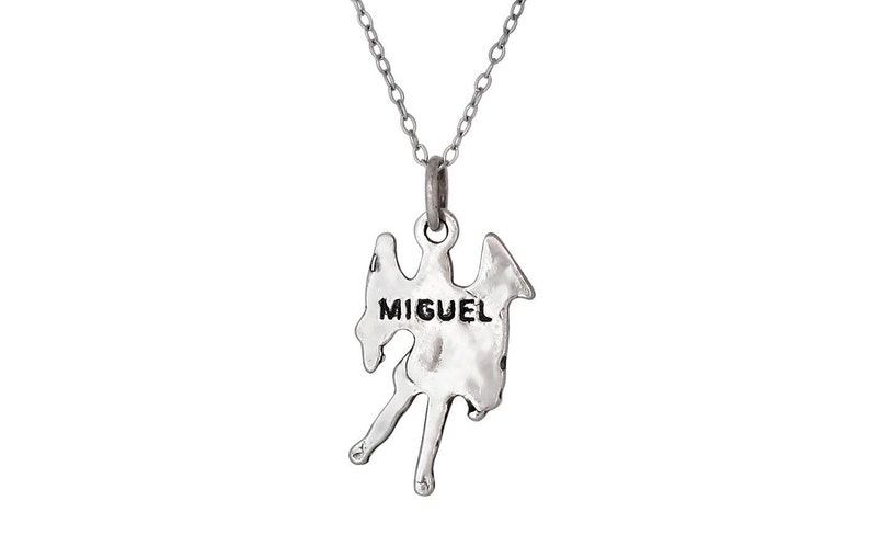 Sterling Silver .925 Archangel Miguel, Michael, Angel of Leadership, Charm Pendant, Oxidized Made in USA image 2