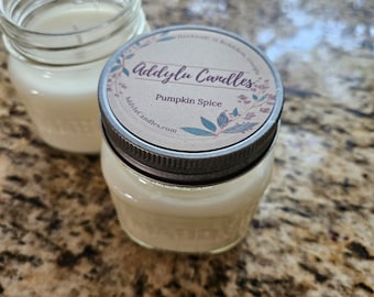 Pumpkin Spice 8oz soy candle - fall scented candles - mason jar candles