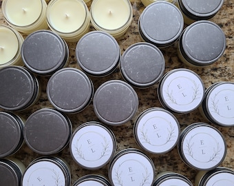 24 custom favor 4oz soy candles / 24 mason jar candles wedding favors / bridal shower favors / baby shower favors / free shipping