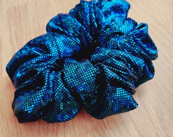 Ocean Shimmer Soft Sequin Scrunchie - Sparkling Blue Hair Tie, Handmade by PIM Designs