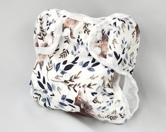 Wolf Print One Size Cloth Diaper Cover: AI2 OS Diaper