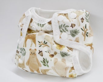 Forest Animals Newborn Cloth Diaper with umbilical cord snap