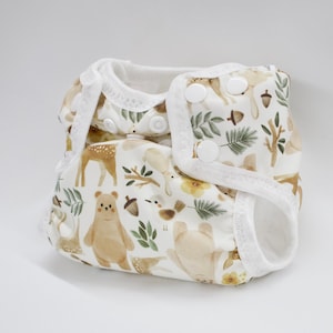 Forest Animals Newborn Cloth Diaper with umbilical cord snap