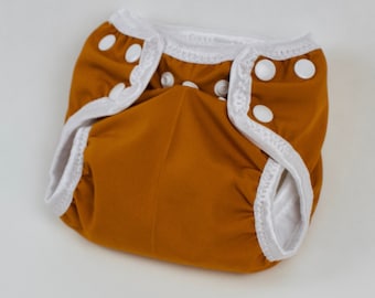 Solid in Gingerbread Newborn Cloth Diaper with umbilical cord snap