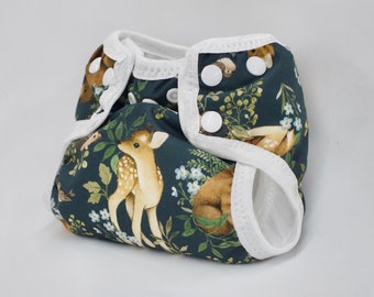 Forest Animals Newborn Cloth Diaper with umbilical cord snap