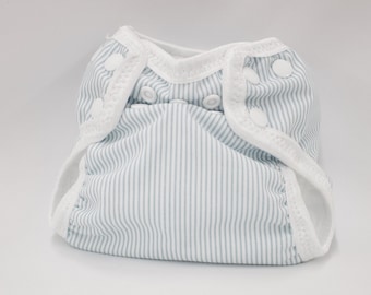 Blue Stripe  Newborn Cloth Diaper with umbilical cord snap