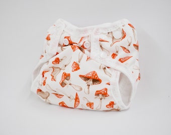 Mushroom Newborn Cloth Diaper with umbilical cord snap