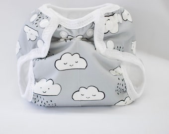 Clouds Newborn Cloth Diaper with umbilical cord snap