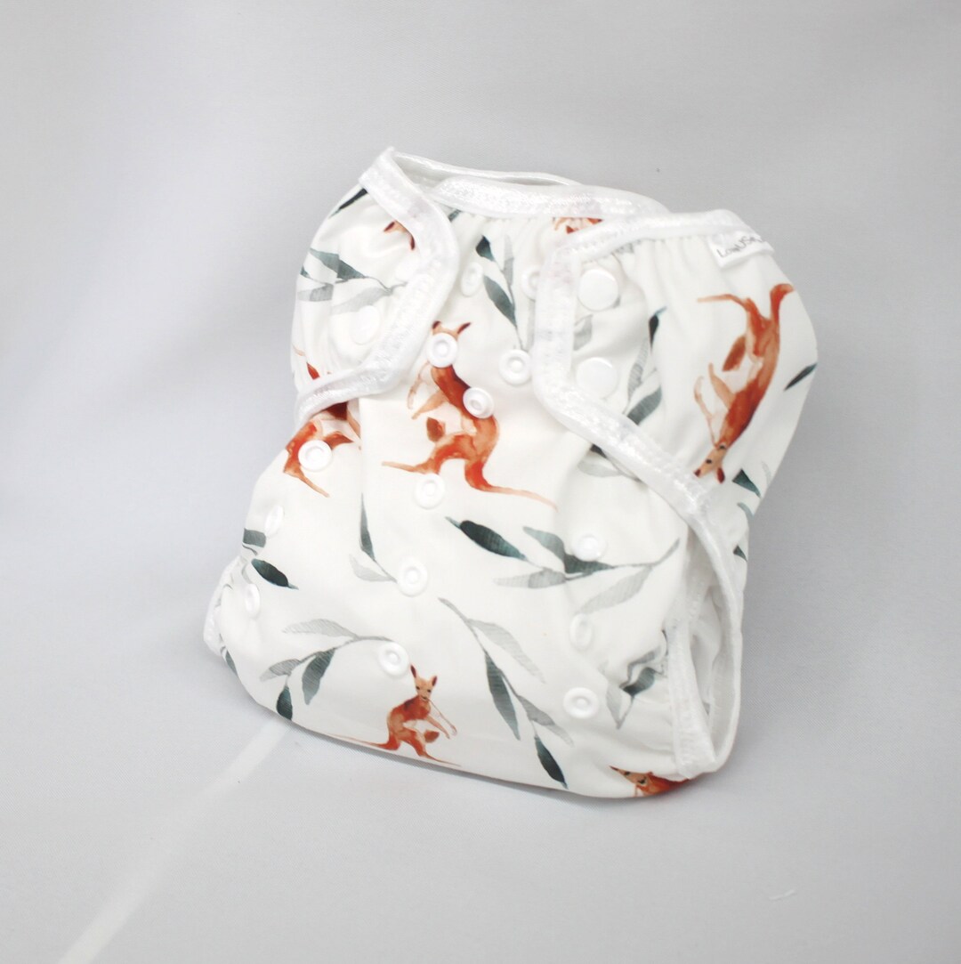 One Size Kangaroo and Eucalyptus Cloth Diaper for Prefolds or Inserts