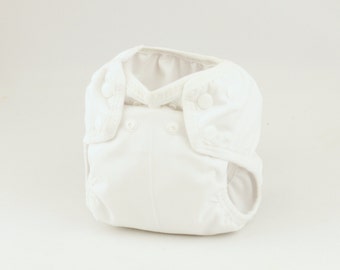 2 Sizes! White Newborn Cloth Diaper with umbilical cord snap