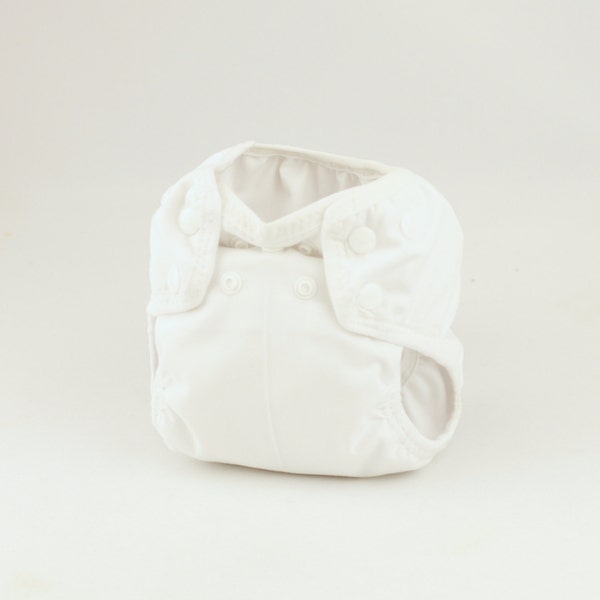 2 Sizes! White Newborn Cloth Diaper with umbilical cord snap