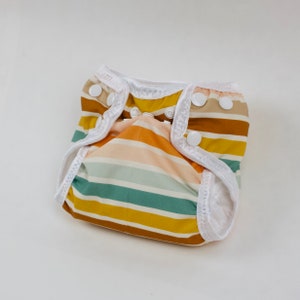 Boho Stripe Newborn Cloth Diaper with umbilical cord snap