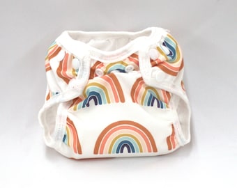 2 Sizes! Sunset Rainbow Newborn Cloth Diaper with umbilical cord snap