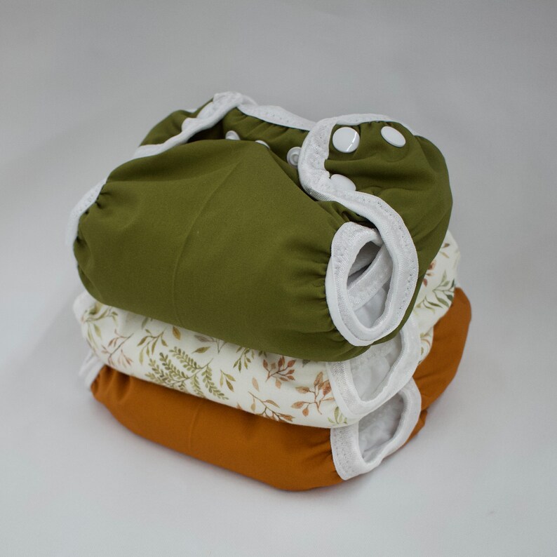 Set of 3 Boho Newborn Cloth Diapers With Umbilical Cord Snaps Etsy
