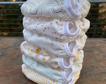 Juego de 6 pañales de tela para recién nacidos de color vintage con broches para el cordón umbilical