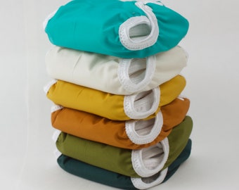 Juego de 6 pañales de tela para recién nacidos de color vintage con broches para el cordón umbilical