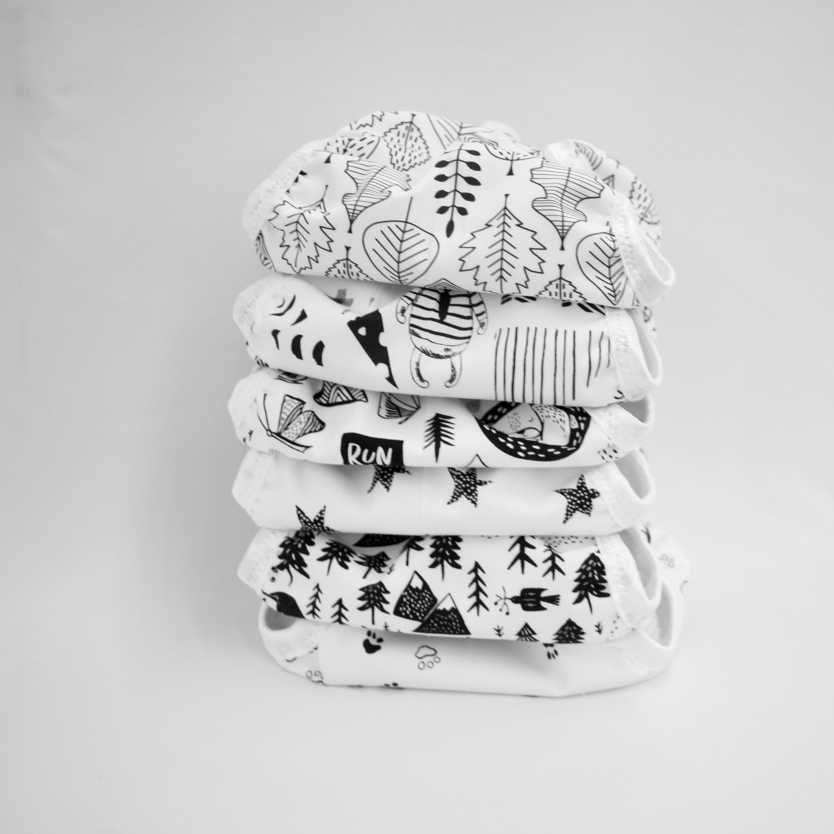 Set of 6 Black & White Newborn Cloth Diapers With Umbilical Etsy