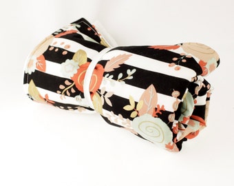 Floral Stripe Changing Pad: Waterproof Travel Changing Mat