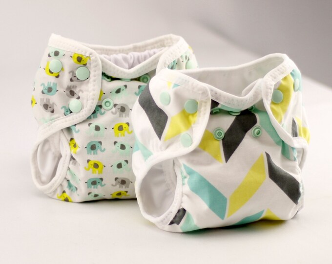Set of 2 Newborn Cloth Diapers With Umbilical Cord Snaps Etsy