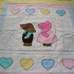 Handmade Baby quilt blanket Retro Precious Moments light weight #17