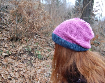 Teal and Lilac Beanie