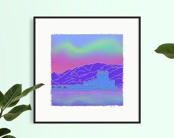 Eilean Donan Castle Northern Lights Aurora Print 4x4 / 8x8"