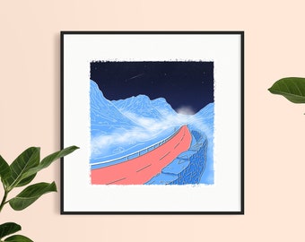 Glencoe Roadside Scotland at Night Art Print 4x4 / 8x8"