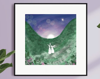 Mountain Hares Art Print 4x4 / 8x8