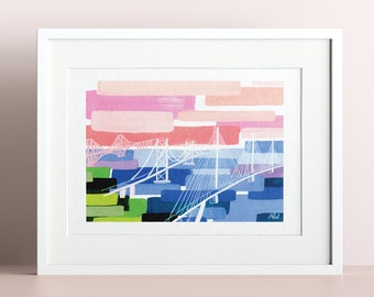 Queensferry Crossing Print, Forth Road Bridge, Forth Railway Bridge A6 | A5 | A4