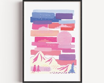 Sunset Mountains Art Print