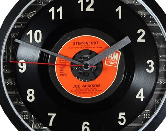 Joe Jackson "Steppin' Out" Record Wall Clock 45rpm Recycled Vinyl One Of A Kind