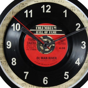 Frank Sinatra &quot;Ol&#39; Man River&quot; Record Clock 45rpm Recycled Vinyl One Of A Kind