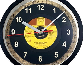 Stevie Wonder "Part-Time Lover" Record Wall Clock 45rpm Recycled Vinyl One Of A Kind