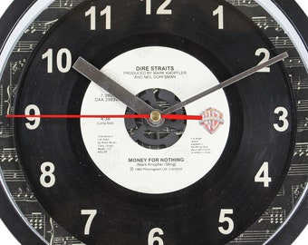 Dire Straits "Money For Nothing" 45rpm Recycled Vinyl Record Wall Clock One Of A Kind Single