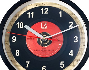 Queen "Another One Bites The Dust" Record Clock 45rpm Recycled Vinyl Record Wall Clock One Of A Kind