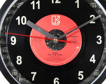 Queen "Play The Game" Record Wall Clock 45rpm Recycled Vinyl  One Of A Kind