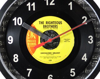 The Righteous Brothers "Unchained Melody" Record Wall Clock 45rpm Recycled Vinyl  One Of A Kind