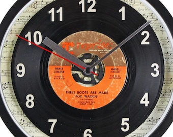 Nancy Sinatra "These Boots Are Made For Walkin'" Record Clock 45rpm Recycled Vinyl One Of A Kind