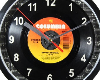 George Michael "Faith" Record Clock 45rpm Recycled Vinyl Record Wall Clock One Of A Kind