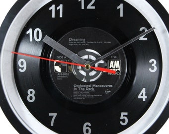 Orchestral Manoeuvres in the Dark "Dreaming" Record Wall Clock 45rpm Recycled Vinyl One Of A Kind