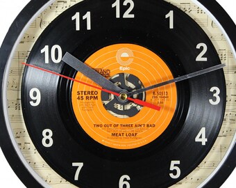 Meat Loaf "Two Out Of Three Ain't Bad" Record Clock 45rpm Recycled Vinyl Record Wall Clock One Of A Kind