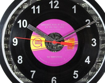 The Temptations "(Loneliness Made Me Realize) It's You That I Need" Record Wall Clock 45rpm Recycled Vinyl One Of A Kind
