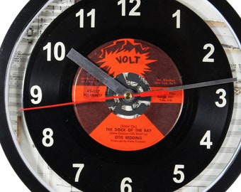 Otis Redding "(Sittin' On) The Dock Of The Bay" Record Wall Clock 45rpm Recycled Vinyl One Of A Kind