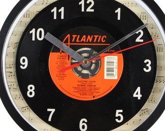 Debbie Gibson "Electric Youth"  Record Clock 45rpm Recycled Vinyl Record Wall Clock One Of A Kind